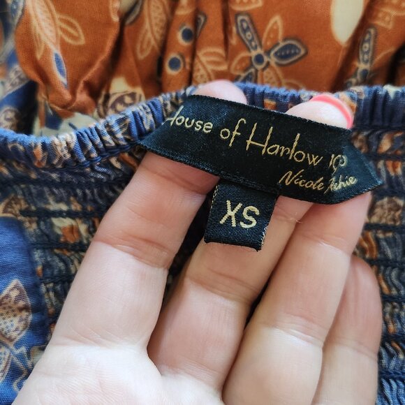 House of Harlow cinched waist/corset fitted floral/butterfly blouse XS - Picture 9 of 13